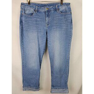 New Directions Women Capri Jeans Size 16 R Blue Denim Girlfriend Cropped Pant